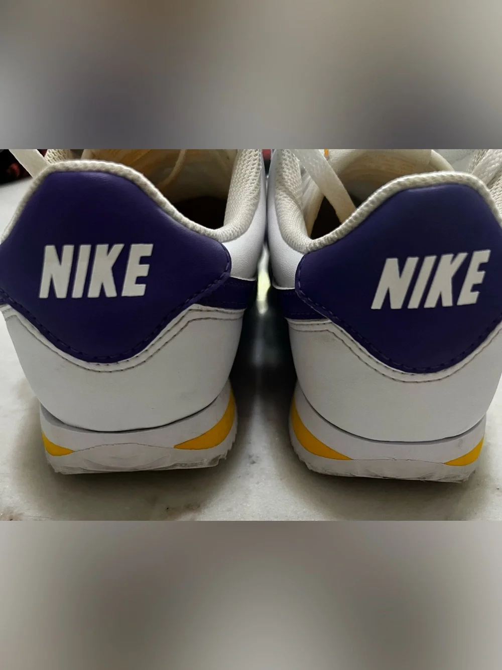 Nike Cortez “Lakers” White/Purple/Yellow Leather Sneakers Size Youth 5